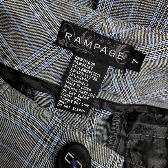 Vintage 90s Y2K Rampage Jrs 7 Grey Plaid Dress Casual Straight‎ Wide Leg Pants - Picture 4 of 4